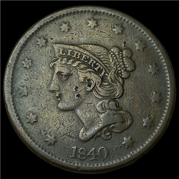 1840 Braided Hair Large Cent NEARLY  UNCIRCULATED