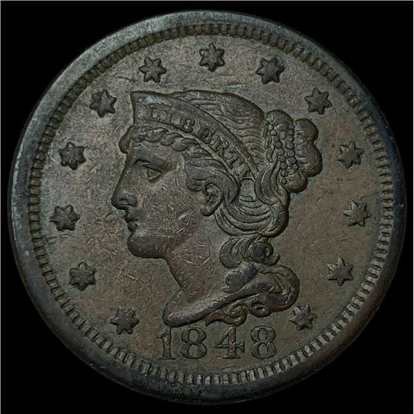 1848 Braided Hair Large Cent NEARLY  UNCIRCULATED
