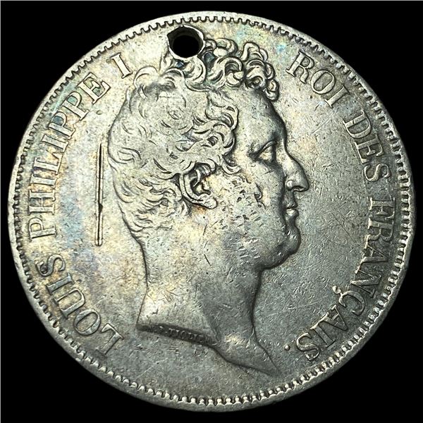 1830-W France Silver 5 Francs NICELY  CIRCULATED