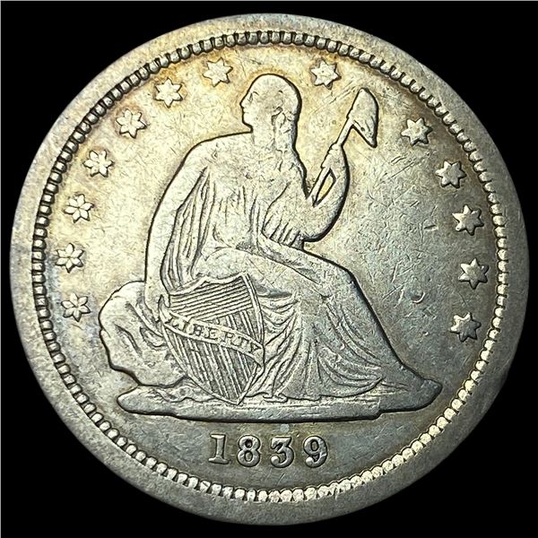 1839 Silver Seated Liberty Quarter NEARLY  UNCIRCULATED