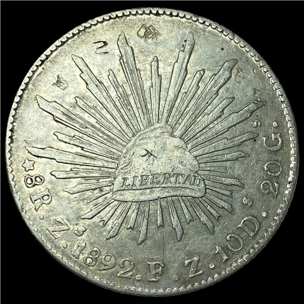 1892Zs FZ Mexico Silver 8 Reales UNCIRCULATED