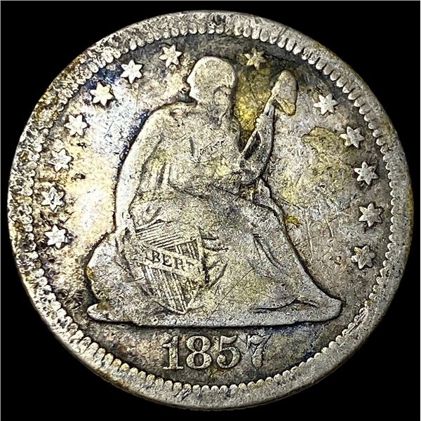1857-O Silver Seated Liberty Quarter LIGHTLY  CIRCULATED