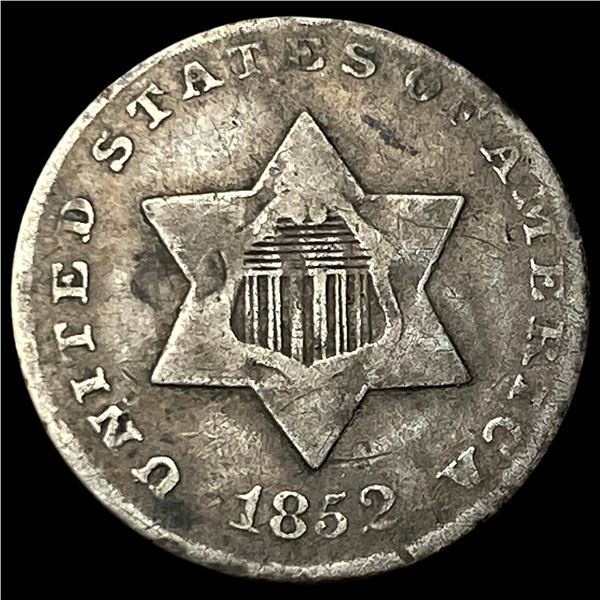 1852 Silver Three-Cent Piece LIGHTLY  CIRCULATED