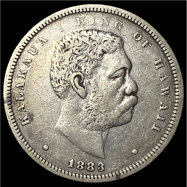 1883 Silver Hawaiian 1/2 Dollar NEARLY  UNCIRCULATED