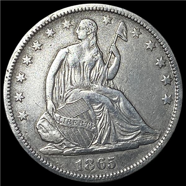 1865-S Silver Seated Liberty Half Dollar  NEARLY UNCIRCULATED