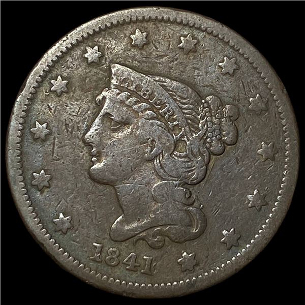1841 Braided Hair Large Cent LIGHTLY  CIRCULATED