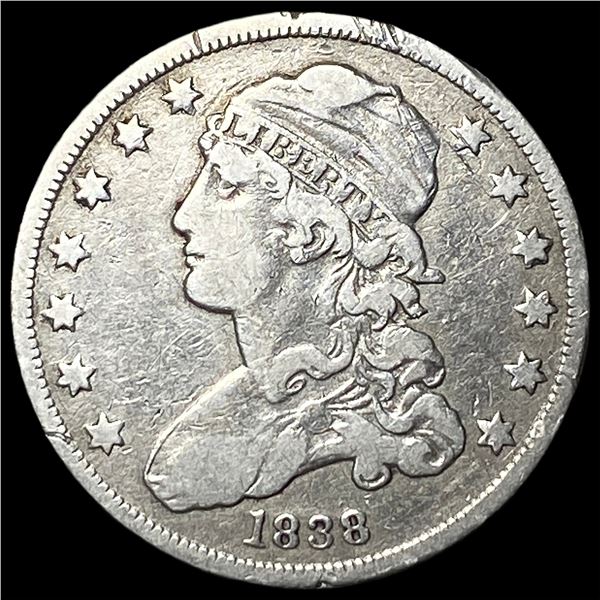 1838 Capped Bust Silver Quarter ABOUT  UNCIRCULATED