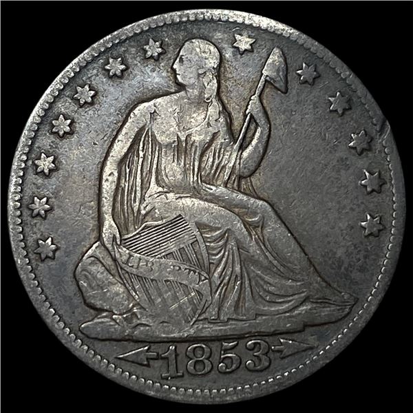 1853-O Arrows/Rays Seated Liberty Half Dollar  NEARLY UNCIRCULATED