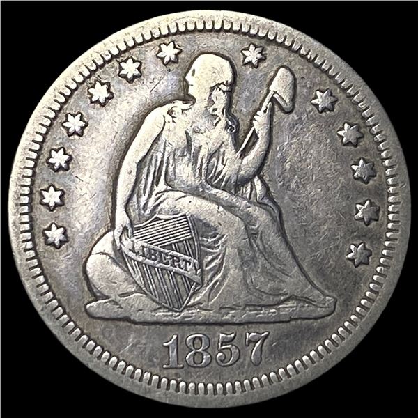 1857 Silver Seated Liberty Quarter LIGHTLY  CIRCULATED