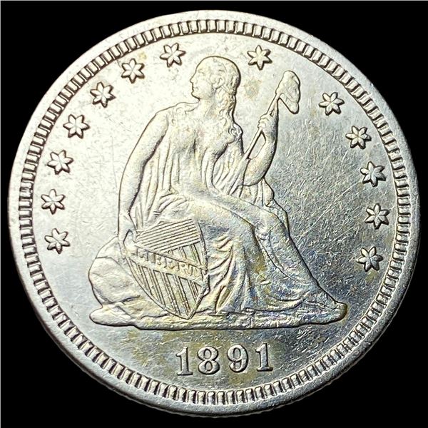 1891 Silver Seated Liberty Quarter CLOSELY  UNCIRCULATED
