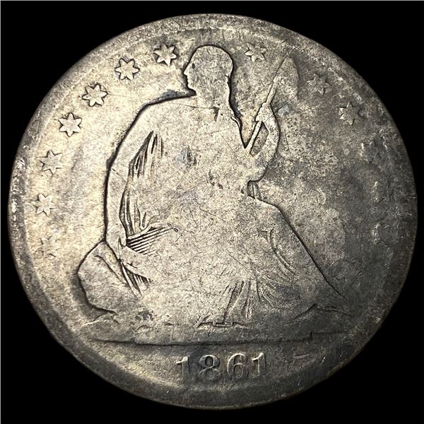 1861-S Silver Seated Liberty Half Dollar  NICELY CIRCULATED