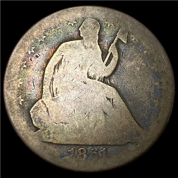 1861 Silver Seated Liberty Half Dollar NICELY  CIRCULATED