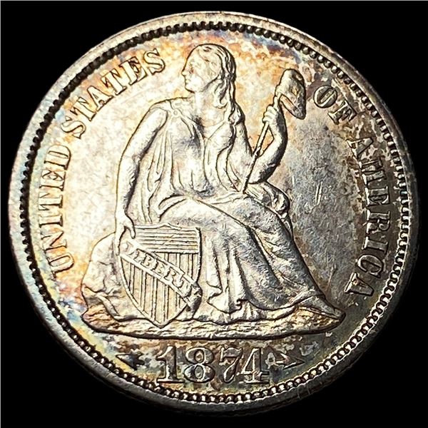 1874 Arrows Seated Liberty Dime CLOSELY  UNCIRCULATED