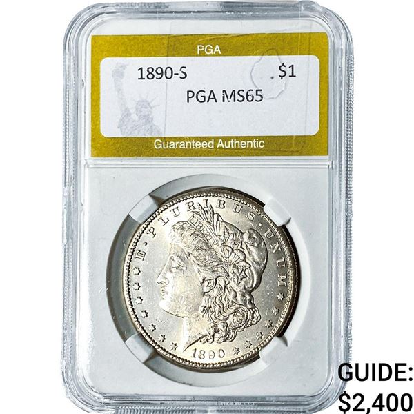 1890-S Morgan Silver Dollar PGA MS65