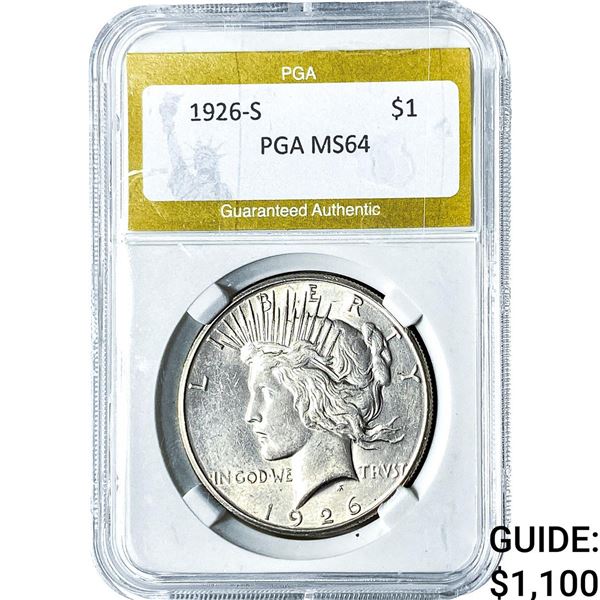1926-S Silver Peace Dollar PGA MS64