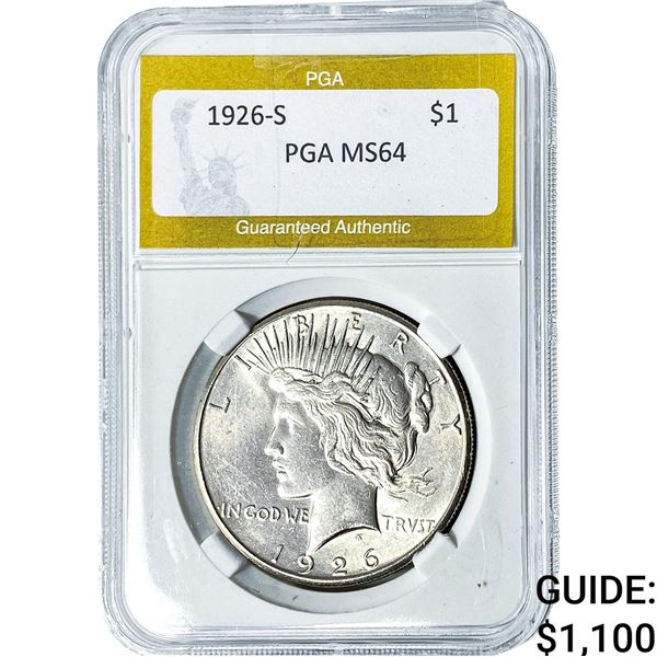 1926-S Silver Peace Dollar PGA MS64
