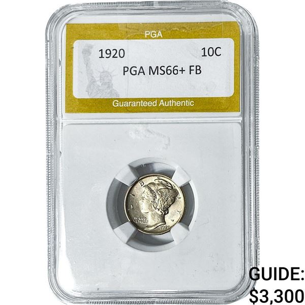 1920 Mercury Silver Dime PGA MS66+ FB