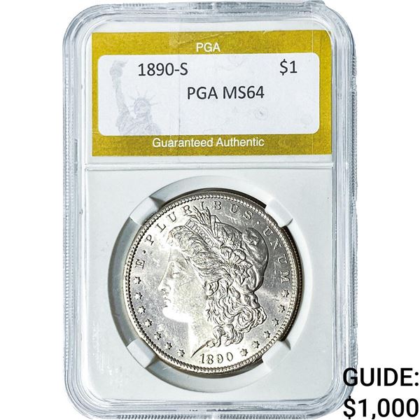 1890-S Morgan Silver Dollar PGA MS64