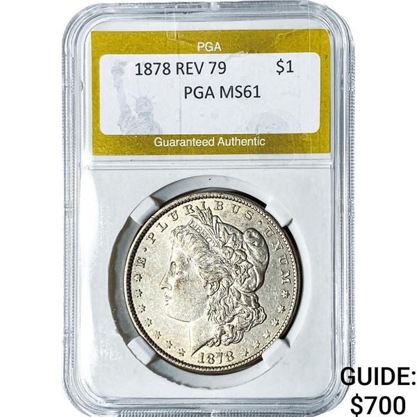 1878 Rev 79 Morgan Silver Dollar PGA MS61
