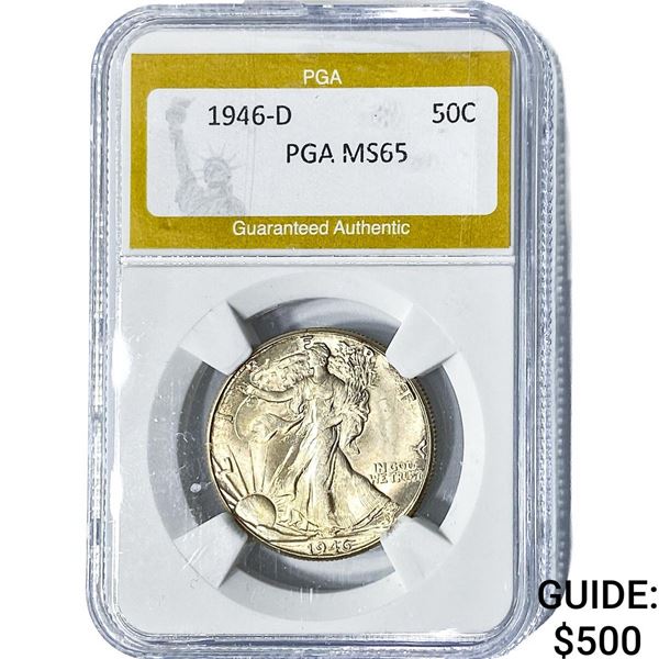 1946-D Walking Liberty Half Dollar PGA MS65