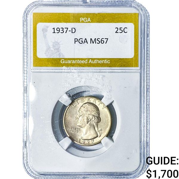 1937-D Washington Silver Quarter PGA MS67