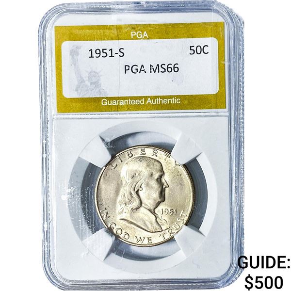 1951-S Franklin Half Dollar PGA MS66