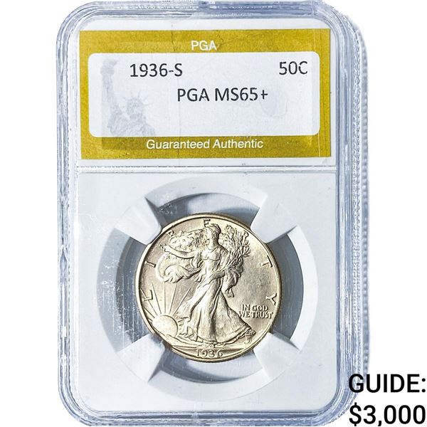 1936-S Walking Liberty Half Dollar PGA MS65+