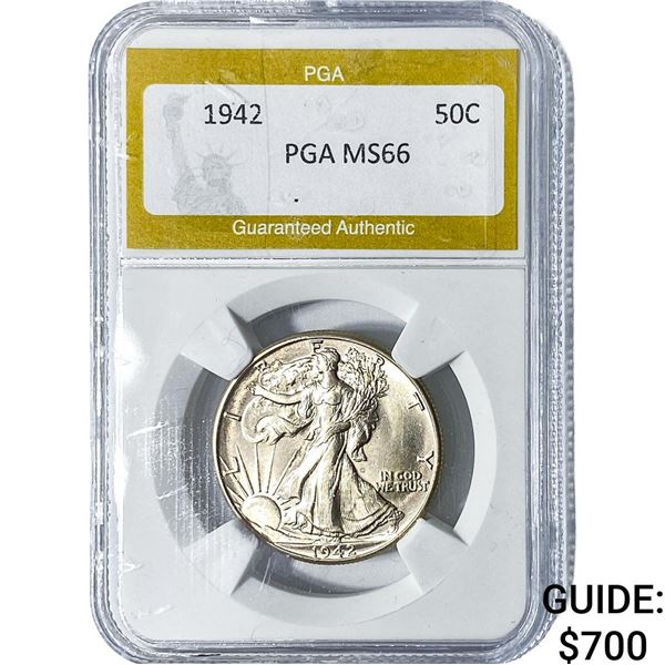 1942 Walking Liberty Half Dollar PGA MS66