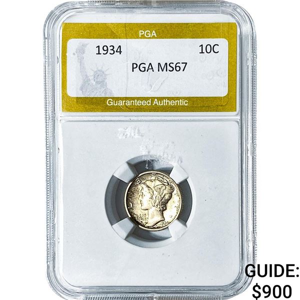 1934 Mercury Silver Dime PGA MS67