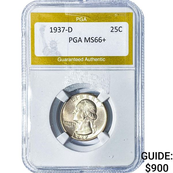 1937-D Washington Silver Quarter PGA MS66+
