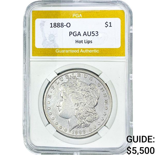 1888-O Morgan Silver Dollar PGA AU53 Hot LIps