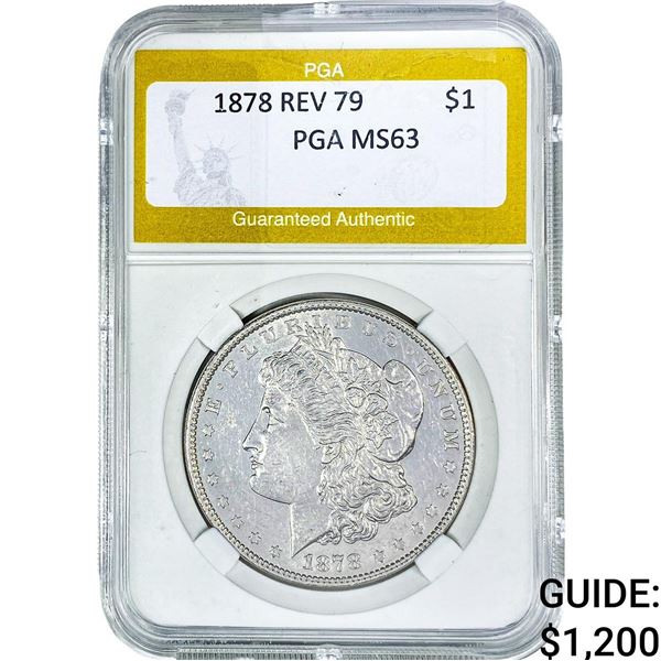 1878 Rev 79 Morgan Silver Dollar PGA MS63