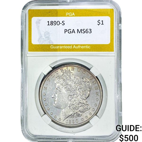1890-S Morgan Silver Dollar PGA MS63