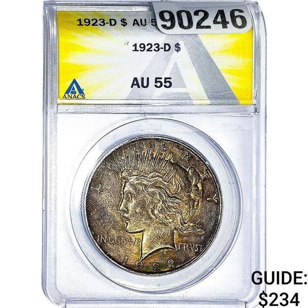 1923-D Silver Peace Dollar ANACS AU55
