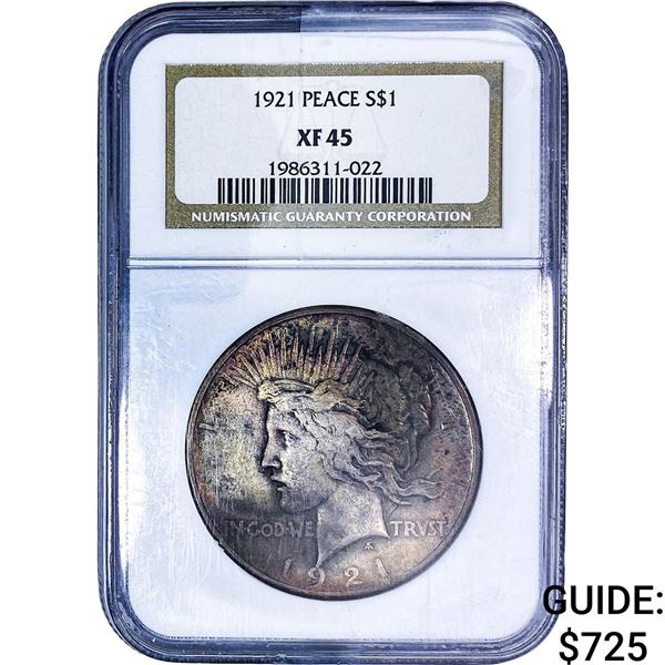 1921 Silver Peace Dollar NGC XF45