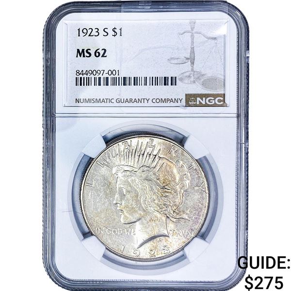 1923-S Silver Peace Dollar NGC MS62