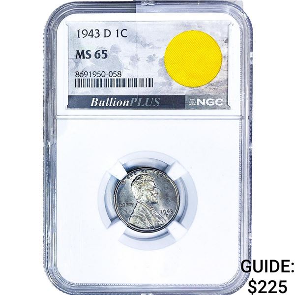 1943-D Wheat Cent NGC MS65 WWII Parachute Fragment