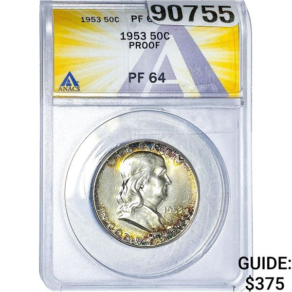 1953 Franklin Half Dollar ANACS PF64
