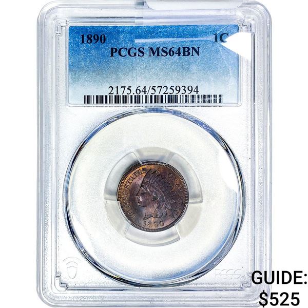 1890 Indian Head Cent PCGS MS64 BN