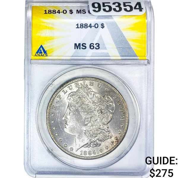 1884-O Morgan Silver Dollar ANACS MS63