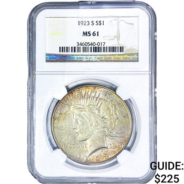 1923-S Silver Peace Dollar NGC MS61