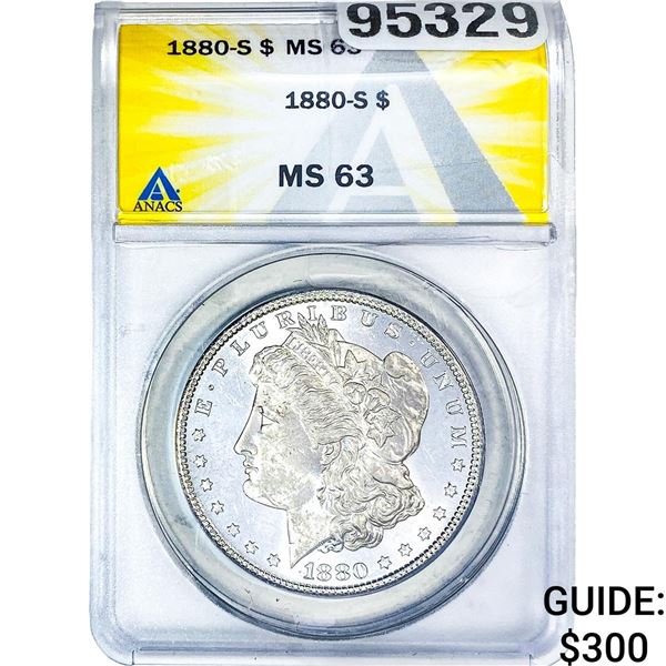 1880-S Morgan Silver Dollar ANACS MS63