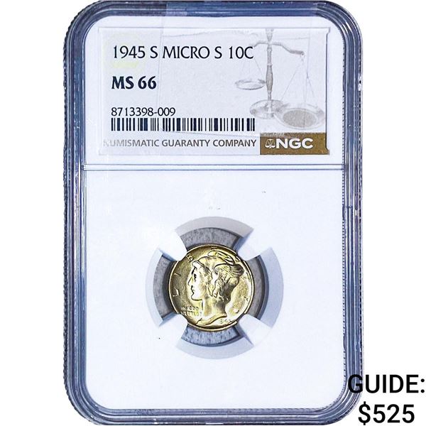 1945-S Mercury Silver Dime NGC MS66 Micro S