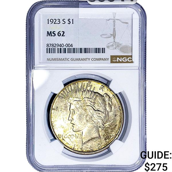 1923-S Silver Peace Dollar NGC MS62