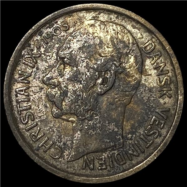 1905 Danish West Indies Silver 10 Cents/50 Bit