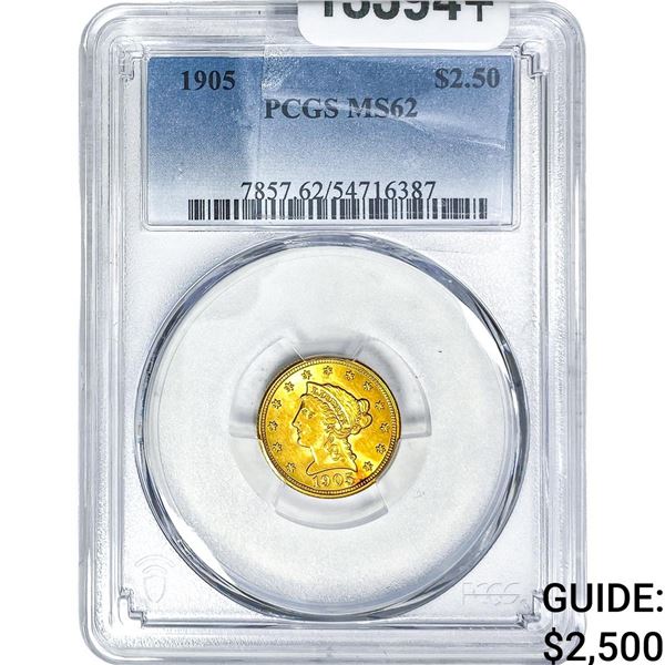1905 $2.50 Gold Quarter Eagle PCGS MS62