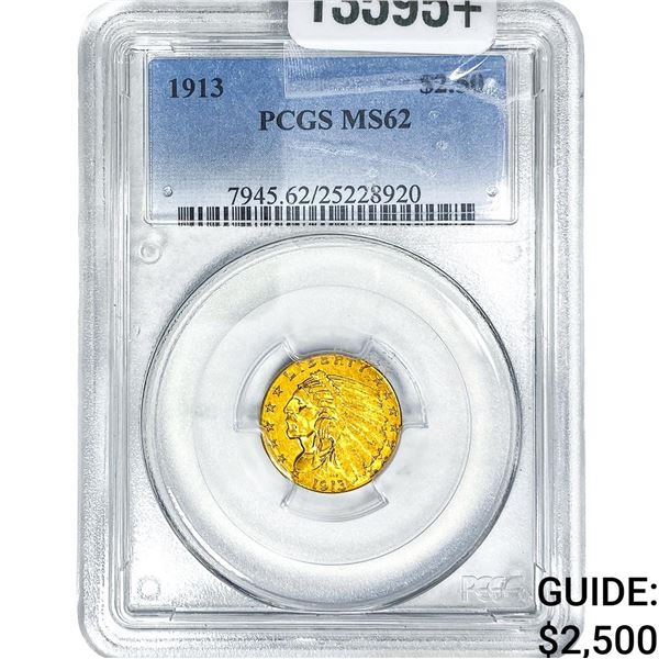 1913 $2.50 Gold Quarter Eagle PCGS MS62