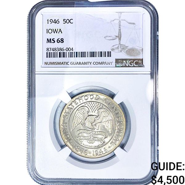 1946 Iowa Half Dollar NGC MS68