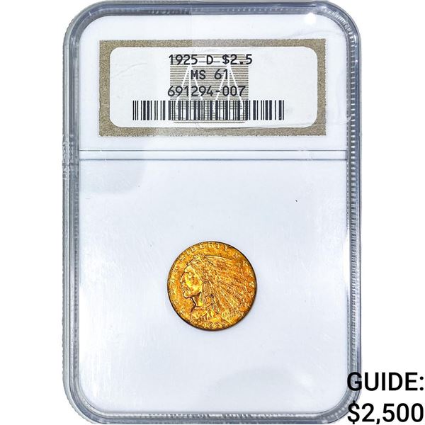 1925-D $2.50 Gold Quarter Eagle NGC MS61