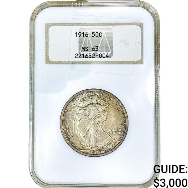 1916 Walking Liberty Half Dollar NGC MS63